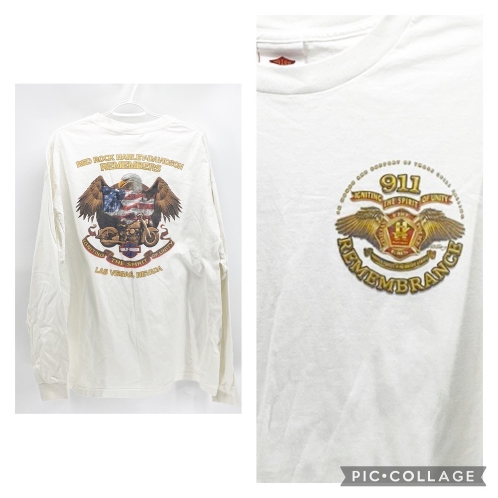 Harley Davidson 911 remembrance off white long sleeve T-shirt